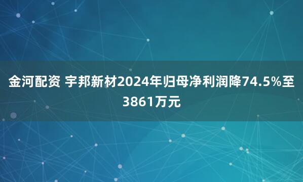金河配资 宇邦新材2024年归母净利润降74.5%至3861万元