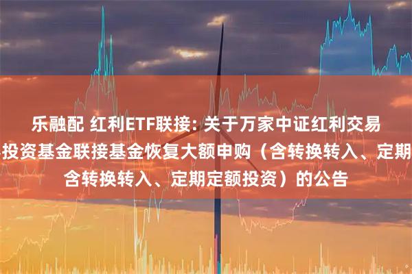 乐融配 红利ETF联接: 关于万家中证红利交易型开放式指数证券投资基金联接基金恢复大额申购（含转换转入、定期定额投资）的公告