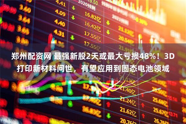 郑州配资网 最强新股2天或最大亏损48%！3D打印新材料问世，有望应用到固态电池领域