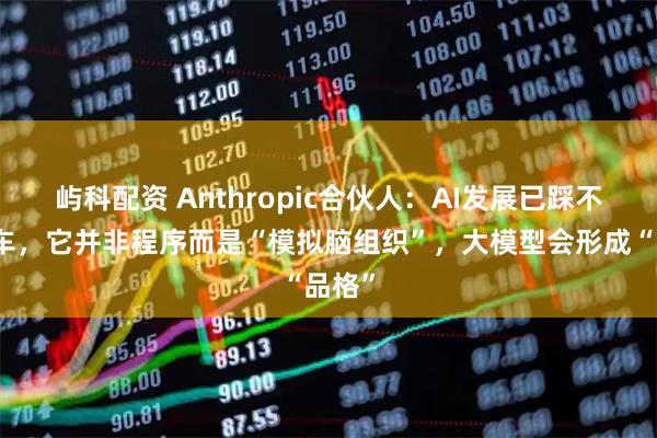 屿科配资 Anthropic合伙人：AI发展已踩不了刹车，它并非程序而是“模拟脑组织”，大模型会形成“品格”